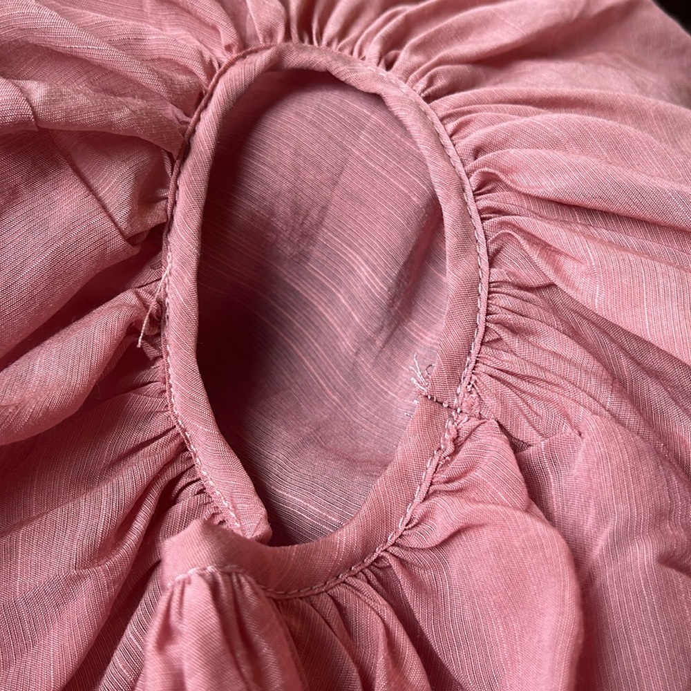 Hyfve Bohemian Pink Crop blouse w/Long Balloon Sleeves button waist Size Medium - Picture 11 of 12